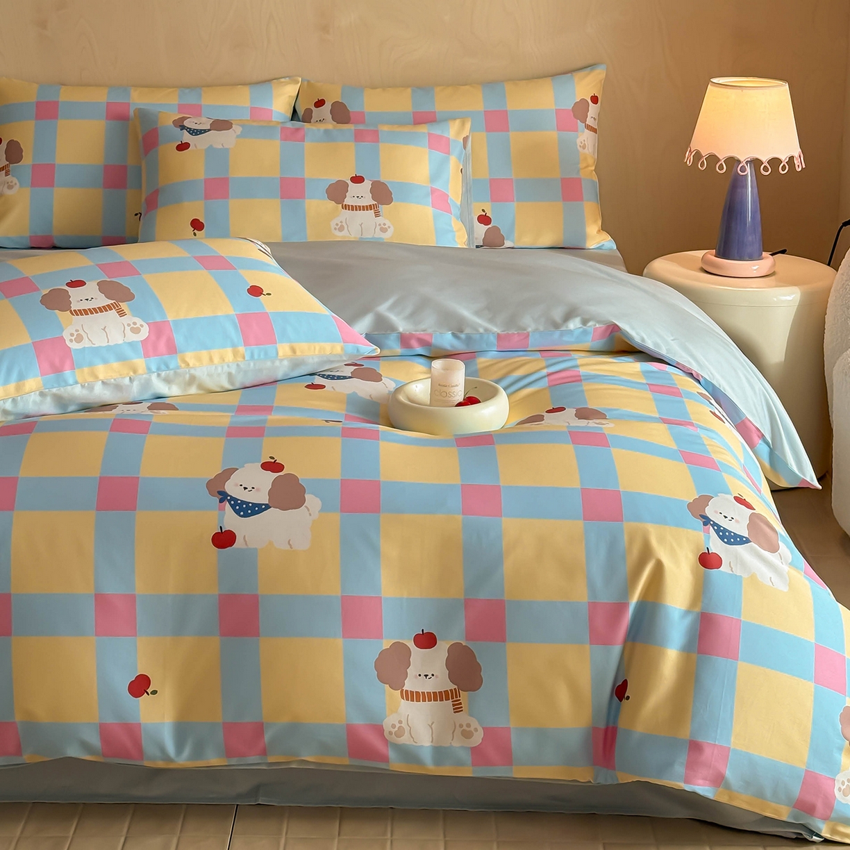 91家纺网 家纺一手货源 找家纺 典曼家纺 2026新款纯棉四件套高级100Pro全棉贡缎卡通四件套 米拉