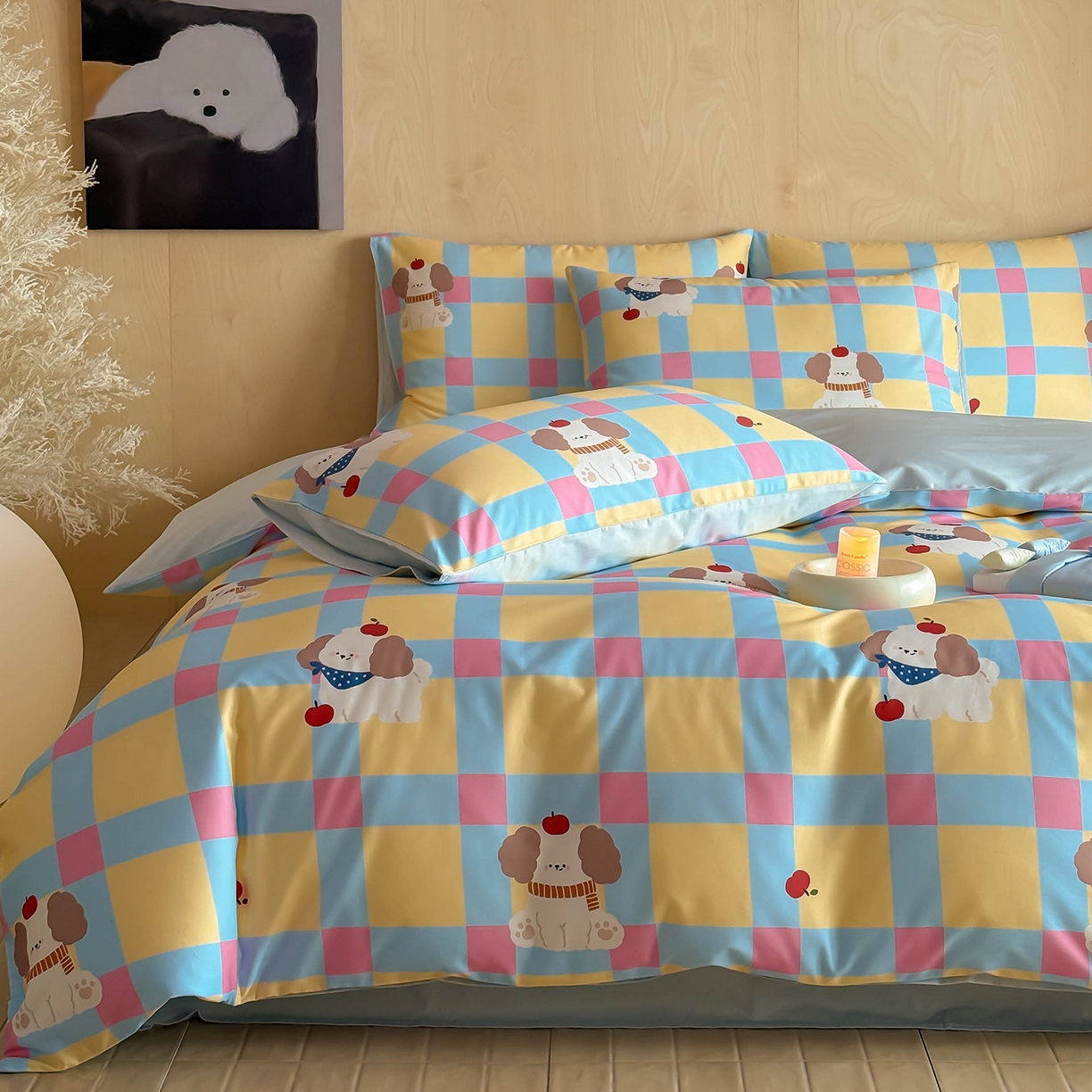 91家纺网 家纺一手货源 找家纺 典曼家纺 2026新款纯棉四件套高级100Pro全棉贡缎卡通四件套 米拉