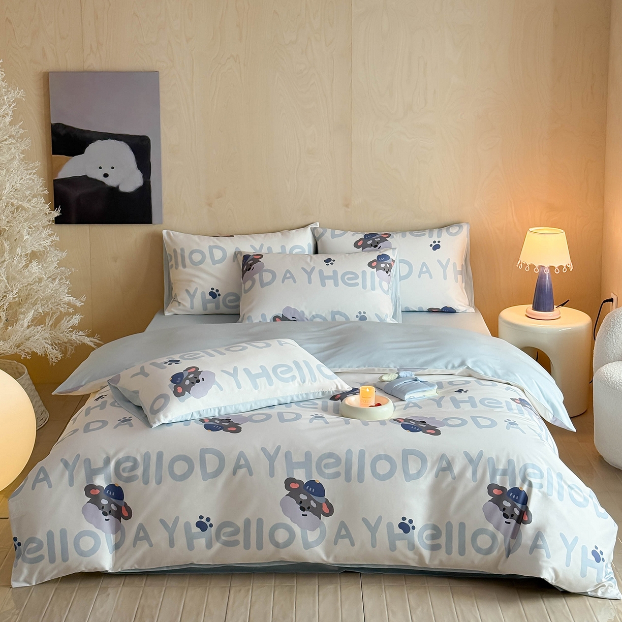 91家纺网 家纺一手货源 找家纺 典曼家纺 2026新款纯棉四件套高级100Pro全棉贡缎卡通四件套 慕朵