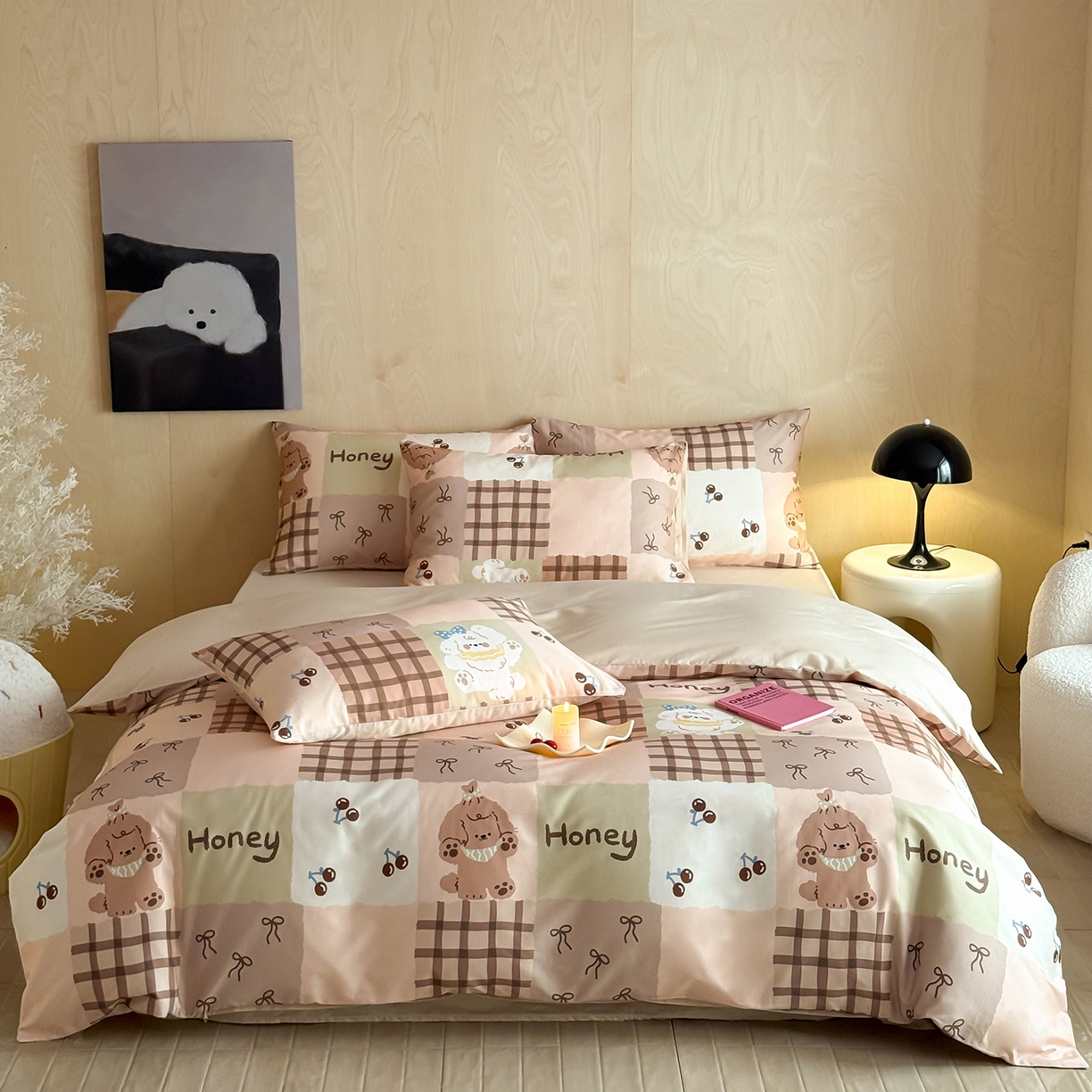 91家纺网 家纺一手货源 找家纺 典曼家纺 2026新款纯棉四件套高级100Pro全棉贡缎卡通四件套 奇诺