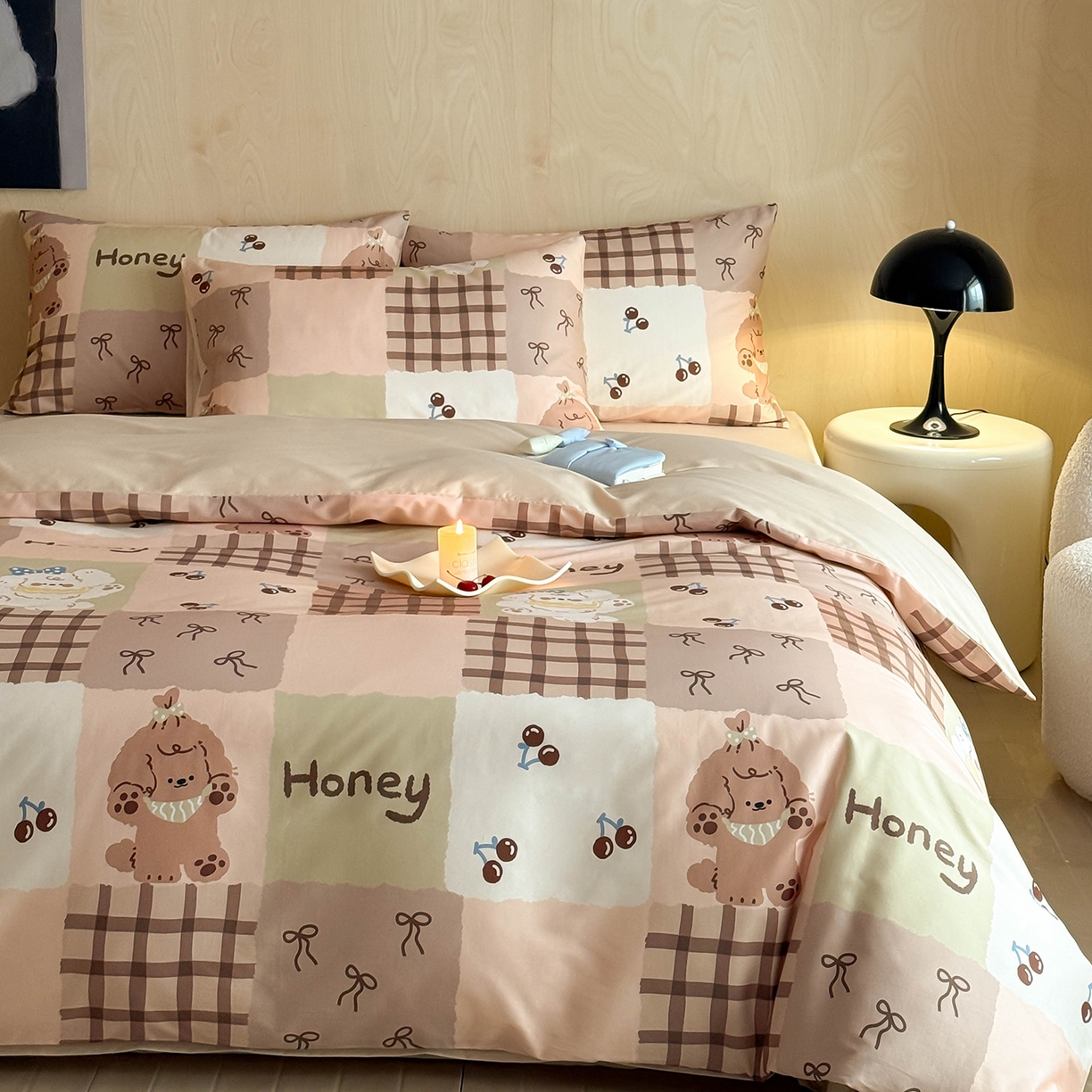 91家纺网 家纺一手货源 找家纺 典曼家纺 2026新款纯棉四件套高级100Pro全棉贡缎卡通四件套 奇诺