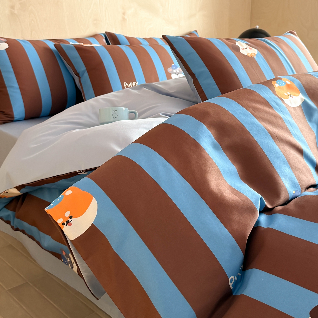 91家纺网 家纺一手货源 找家纺 典曼家纺 2026新款纯棉四件套高级100Pro全棉贡缎卡通四件套 恬悠