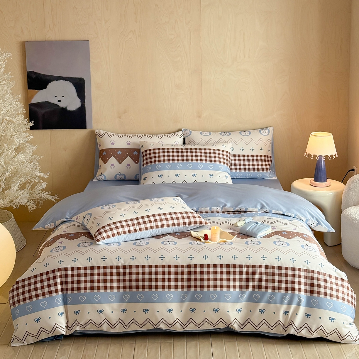 91家纺网 家纺一手货源 找家纺 典曼家纺 2026新款纯棉四件套高级100Pro全棉贡缎卡通四件套 菲格拉