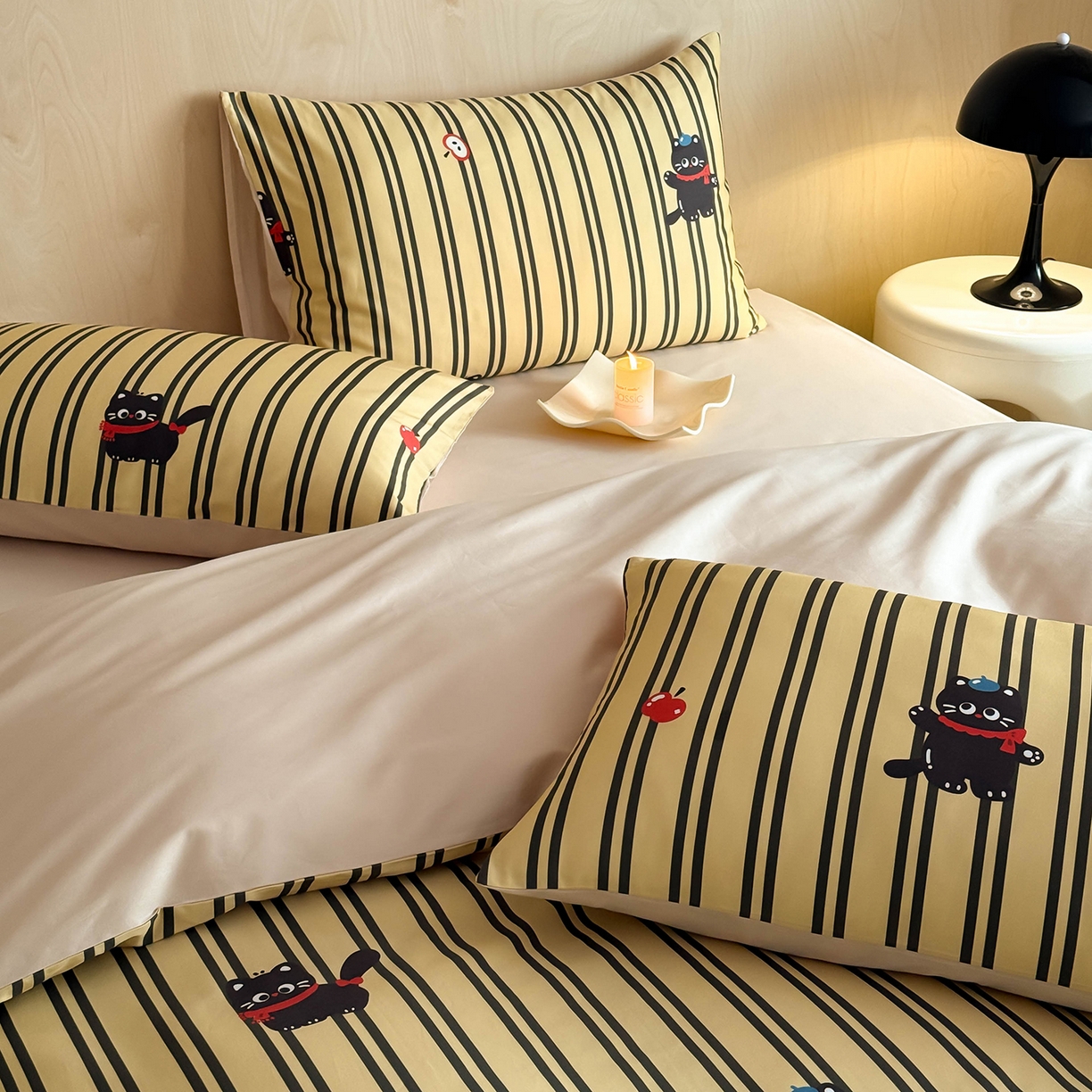 91家纺网 家纺一手货源 找家纺 典曼家纺 2026新款纯棉四件套高级100Pro全棉贡缎卡通四件套 甜心