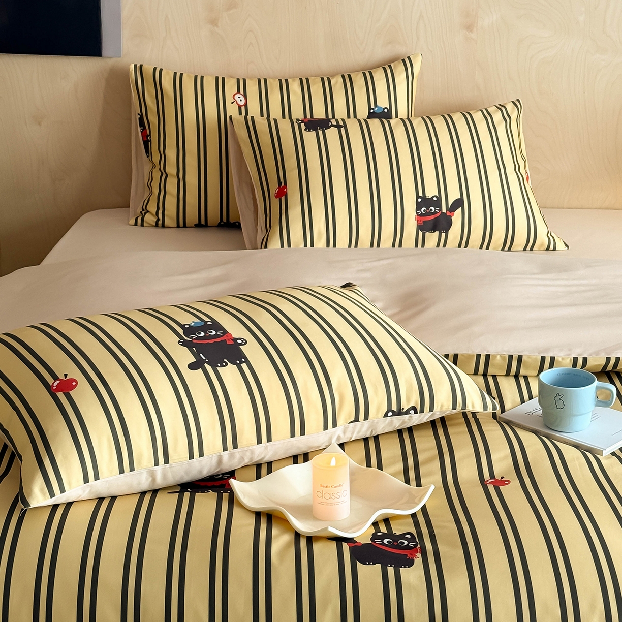 91家纺网 家纺一手货源 找家纺 典曼家纺 2026新款纯棉四件套高级100Pro全棉贡缎卡通四件套 甜心