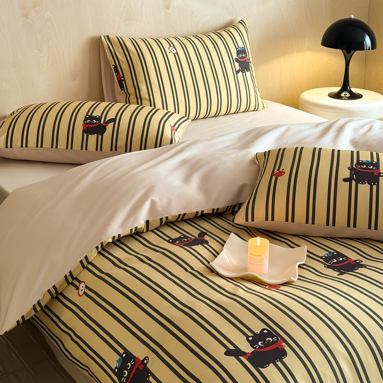 91家纺网 家纺一手货源 找家纺 典曼家纺 2026新款纯棉四件套高级100Pro全棉贡缎卡通四件套 甜心