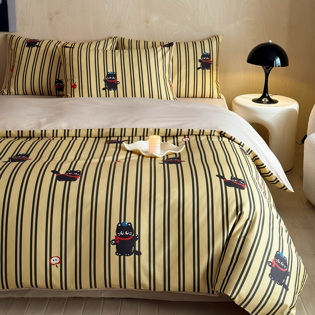 91家纺网 家纺一手货源 找家纺 典曼家纺 2026新款纯棉四件套高级100Pro全棉贡缎卡通四件套 甜心