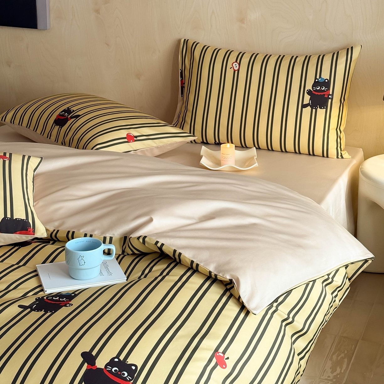 91家纺网 家纺一手货源 找家纺 典曼家纺 2026新款纯棉四件套高级100Pro全棉贡缎卡通四件套 甜心