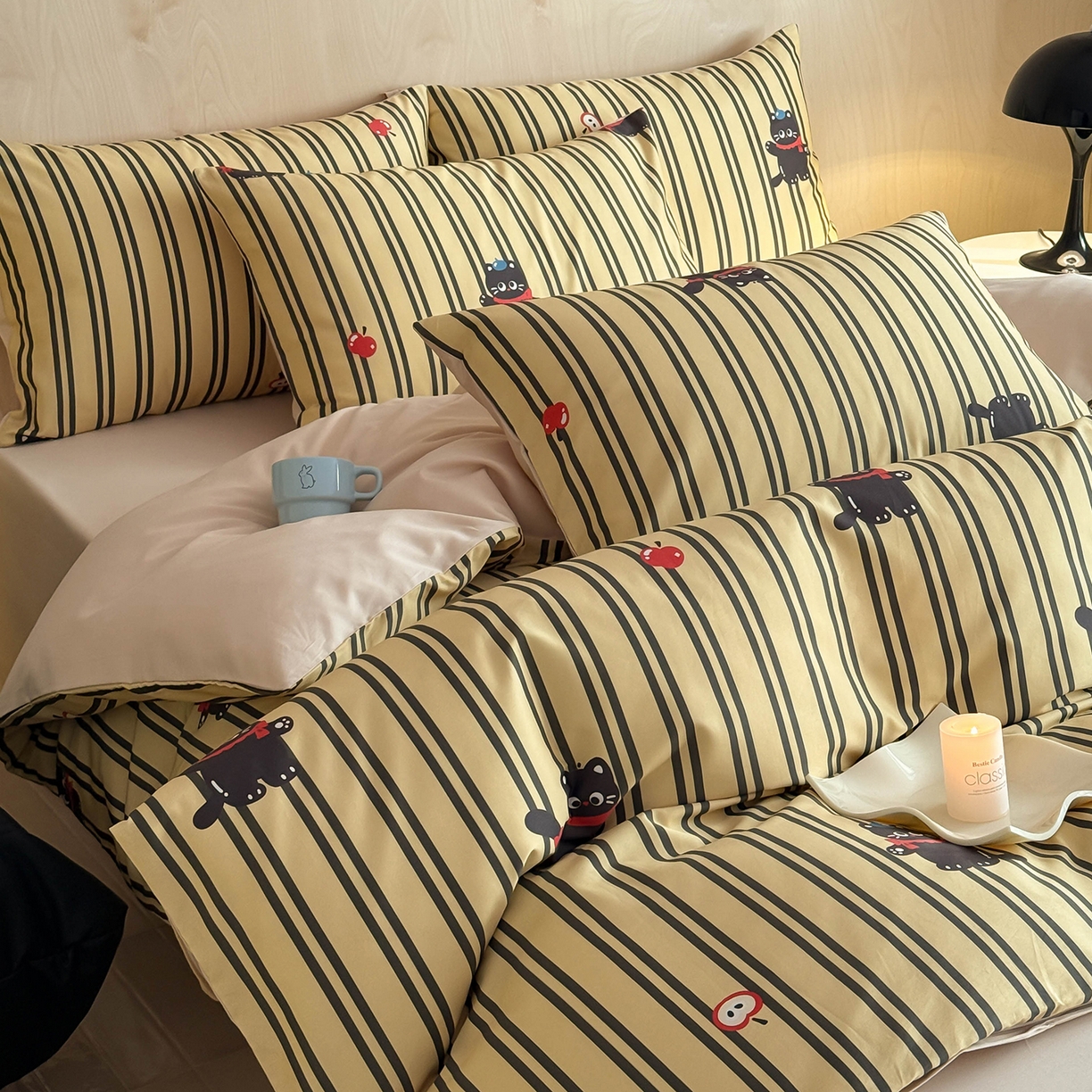 91家纺网 家纺一手货源 找家纺 典曼家纺 2026新款纯棉四件套高级100Pro全棉贡缎卡通四件套 甜心