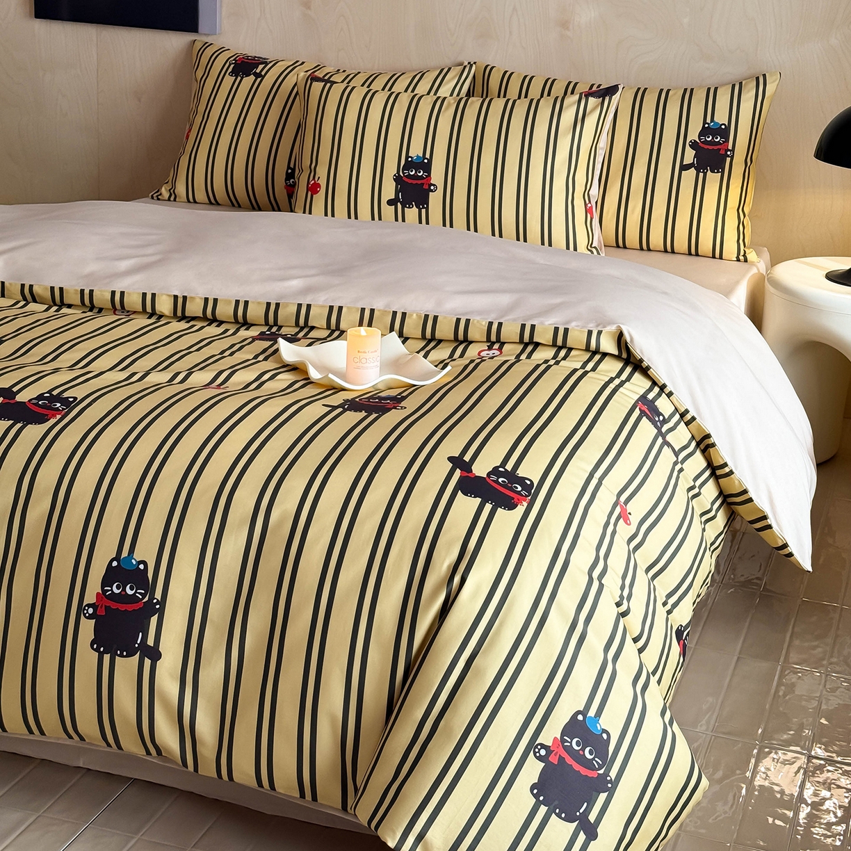 91家纺网 家纺一手货源 找家纺 典曼家纺 2026新款纯棉四件套高级100Pro全棉贡缎卡通四件套 甜心