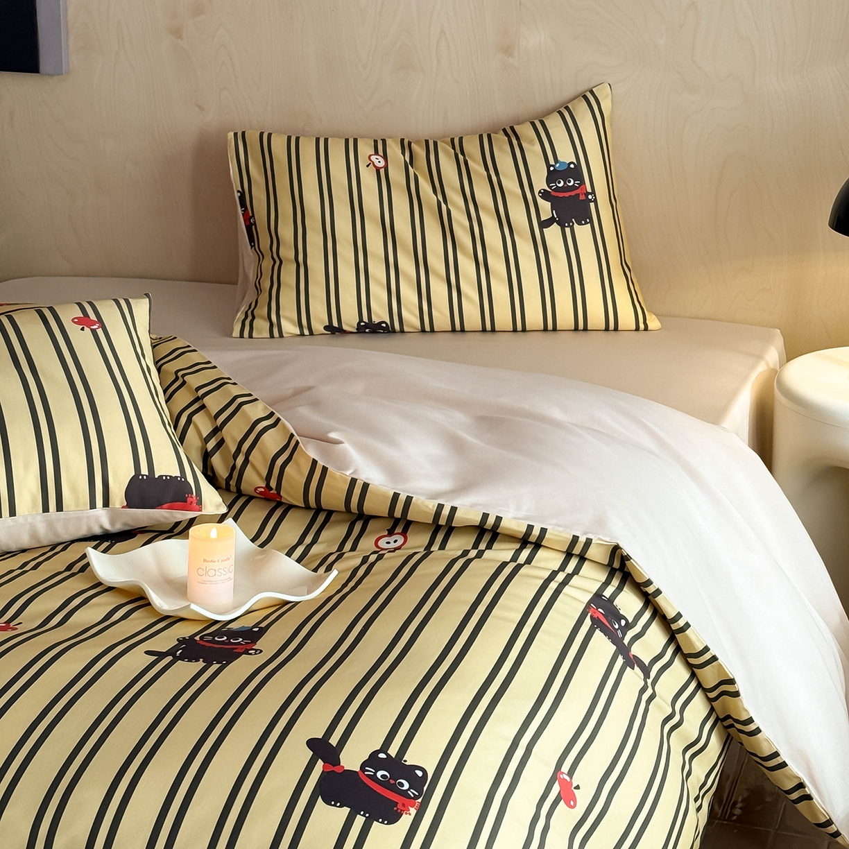 91家纺网 家纺一手货源 找家纺 典曼家纺 2026新款纯棉四件套高级100Pro全棉贡缎卡通四件套 甜心