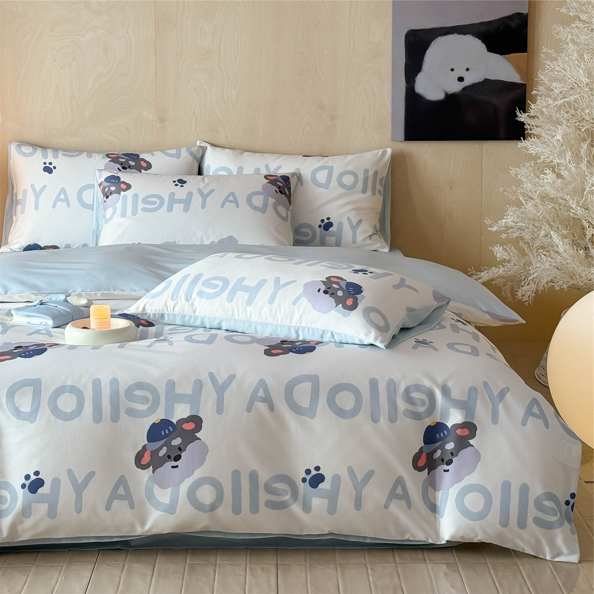 91家纺网 家纺一手货源 找家纺 典曼家纺 2026新款纯棉四件套高级100Pro全棉贡缎卡通四件套 慕朵