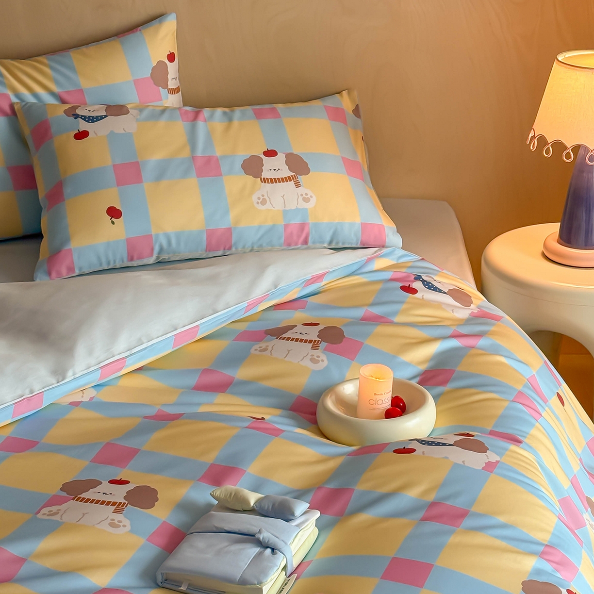 91家纺网 家纺一手货源 找家纺 典曼家纺 2026新款纯棉四件套高级100Pro全棉贡缎卡通四件套 米拉