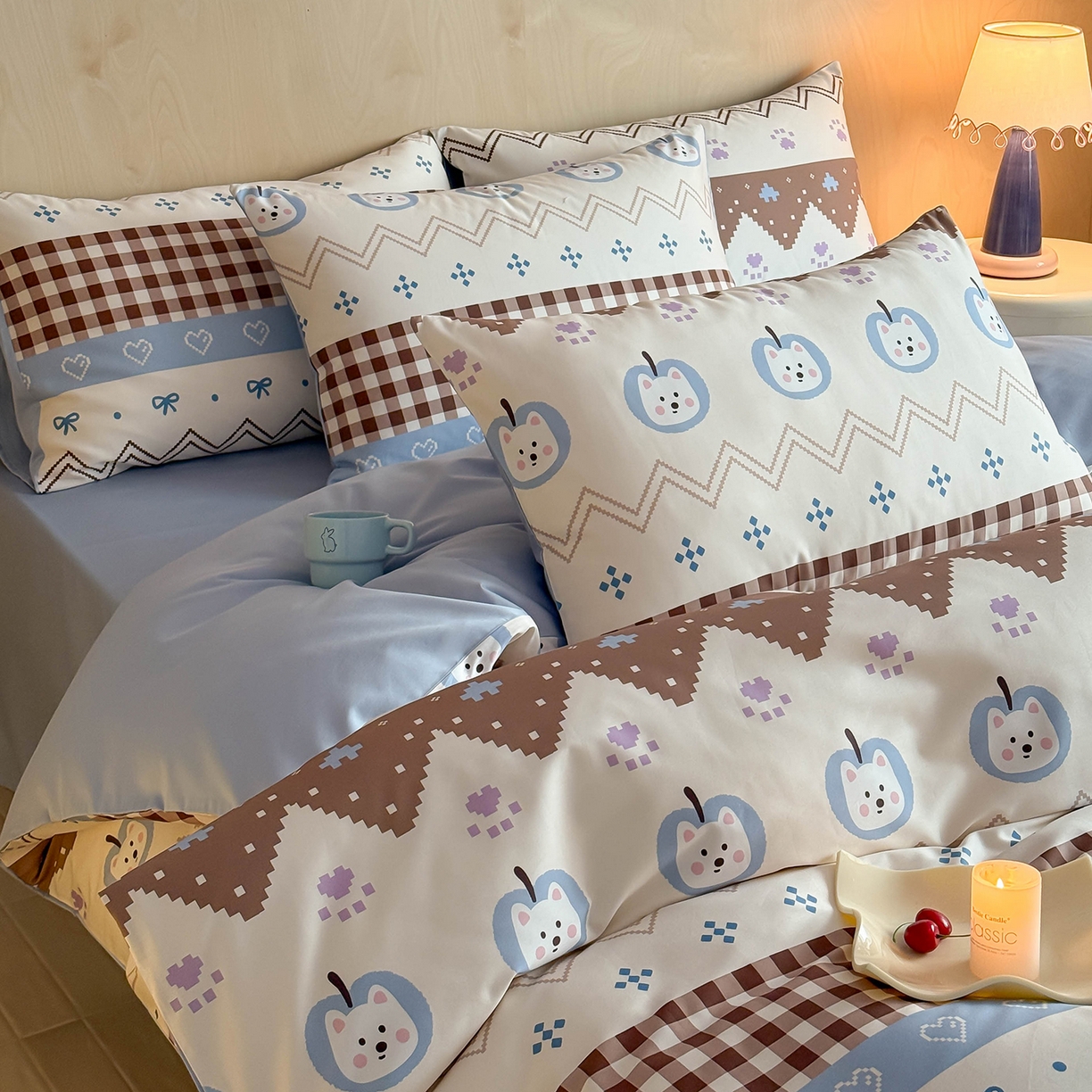 91家纺网 家纺一手货源 找家纺 典曼家纺 2026新款纯棉四件套高级100Pro全棉贡缎卡通四件套 菲格拉