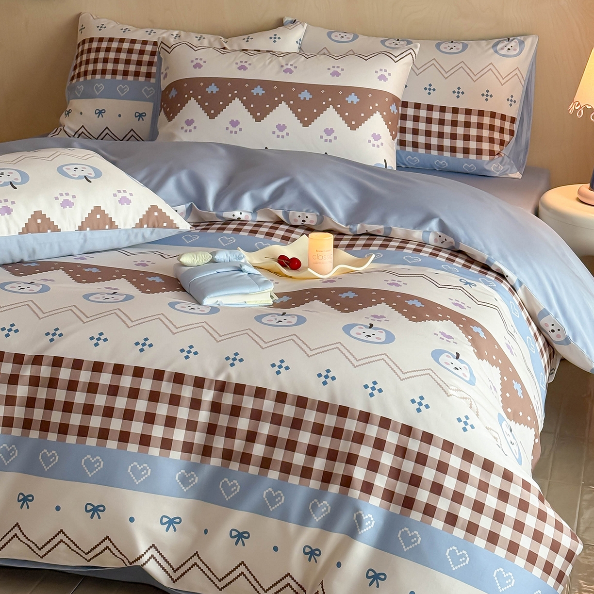 91家纺网 家纺一手货源 找家纺 典曼家纺 2026新款纯棉四件套高级100Pro全棉贡缎卡通四件套 菲格拉