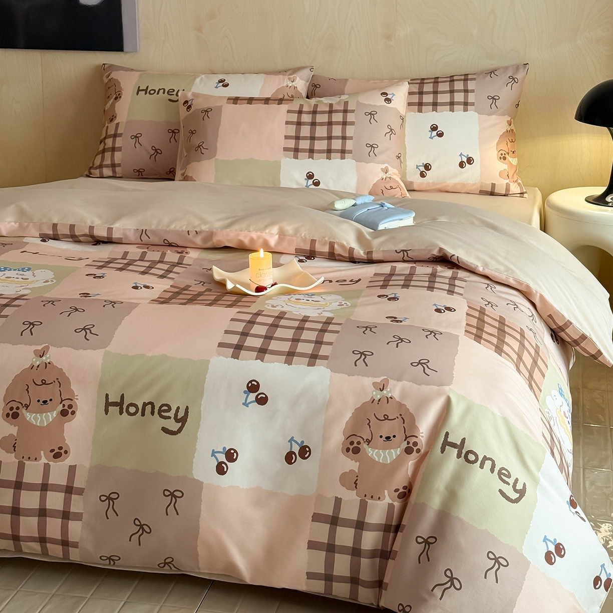 91家纺网 家纺一手货源 找家纺 典曼家纺 2026新款纯棉四件套高级100Pro全棉贡缎卡通四件套 奇诺