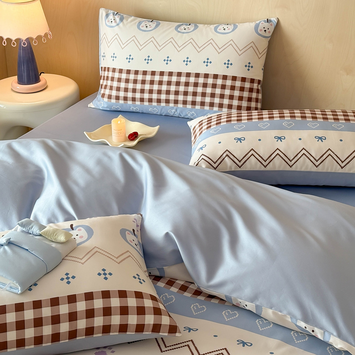 91家纺网 家纺一手货源 找家纺 典曼家纺 2026新款纯棉四件套高级100Pro全棉贡缎卡通四件套 菲格拉