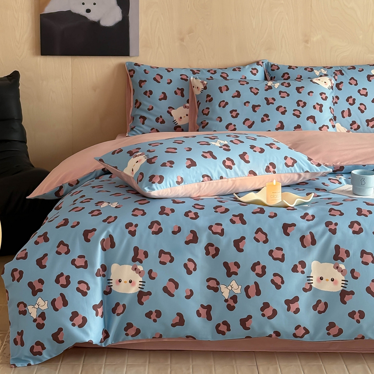 91家纺网 家纺一手货源 找家纺 典曼家纺 2026新款纯棉四件套高级100Pro全棉贡缎卡通四件套 奥利奥-兰