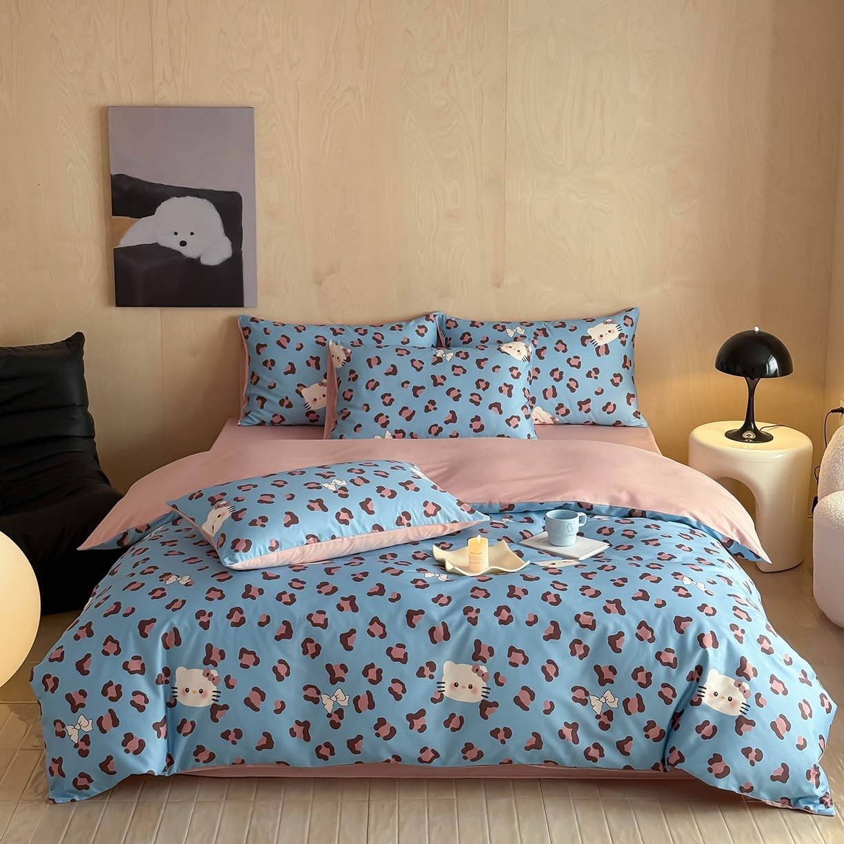 91家纺网 家纺一手货源 找家纺 典曼家纺 2026新款纯棉四件套高级100Pro全棉贡缎卡通四件套 奥利奥-兰