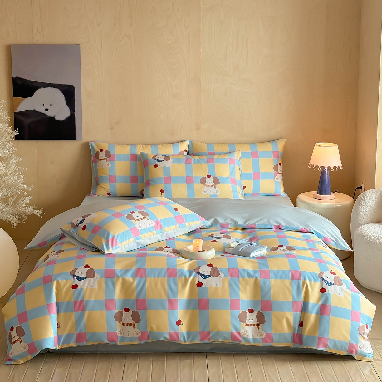 91家纺网 家纺一手货源 找家纺 典曼家纺 2026新款纯棉四件套高级100Pro全棉贡缎卡通四件套 米拉