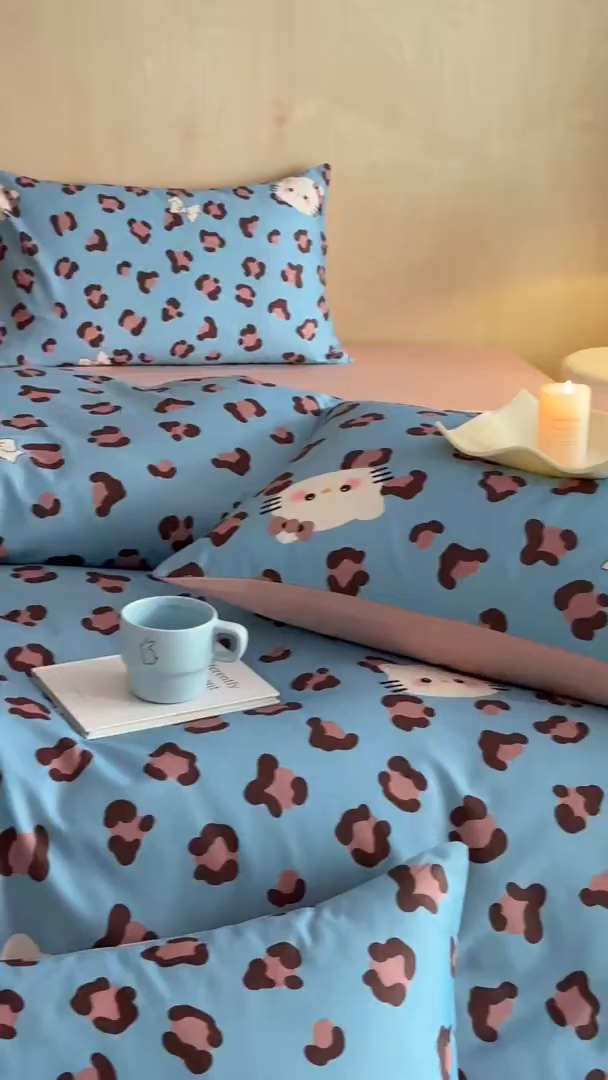 91家纺网 家纺一手货源 找家纺 典曼家纺 2026新款纯棉四件套高级100Pro全棉贡缎卡通四件套 奥利奥-兰