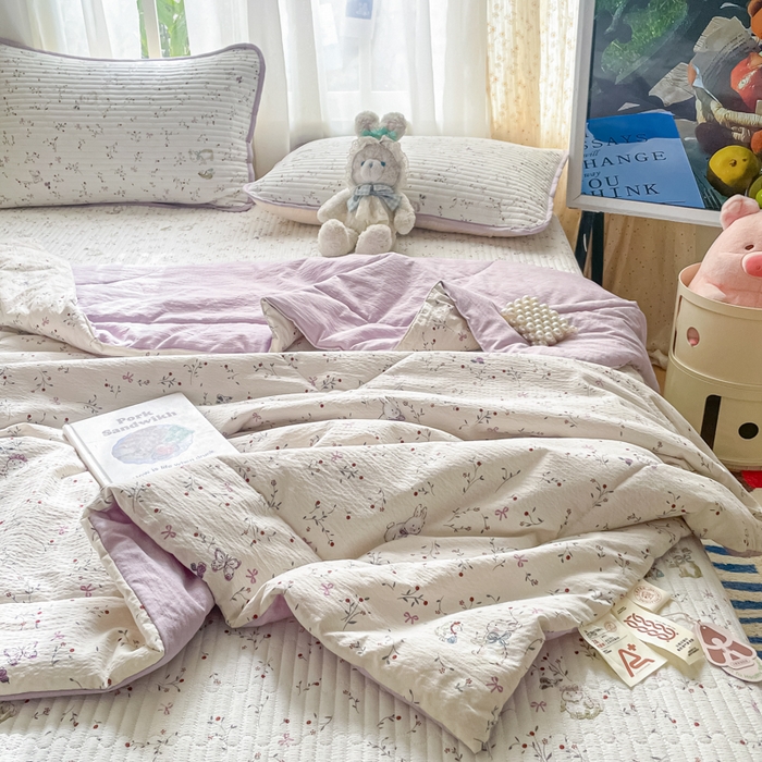 91家纺网 家纺一手货源 找家纺 （总）老帅的工厂店 2026新款A类云感双层纱7A抗菌床盖夏被四件套系列