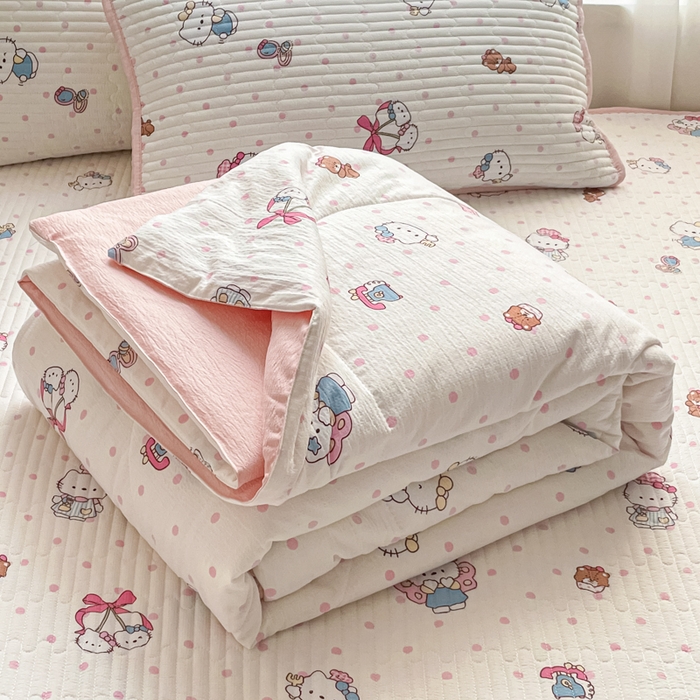 91家纺网 家纺一手货源 找家纺 （总）老帅的工厂店 2026新款A类云感双层纱7A抗菌床盖夏被四件套系列