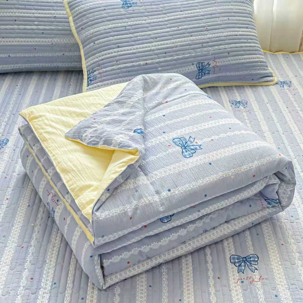 老帅的工厂店 2026新款A类云感双层纱7A抗菌床盖夏被四件套系列 碟织