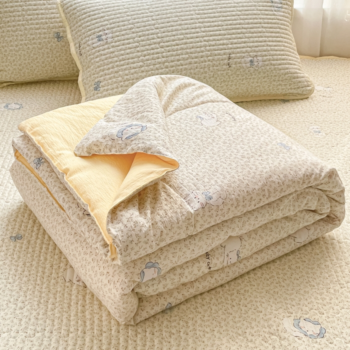 91家纺网 家纺一手货源 找家纺 （总）老帅的工厂店 2026新款A类云感双层纱7A抗菌床盖夏被四件套系列