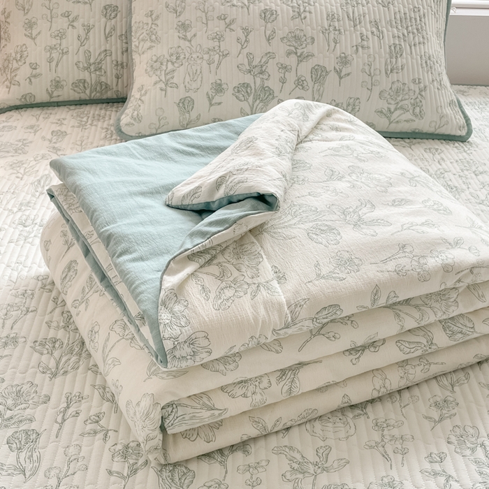 老帅的工厂店 2026新款A类云感双层纱7A抗菌床盖夏被四件套系列 花开漫漫