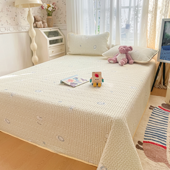 91家纺网 家纺一手货源 找家纺 老帅的工厂店 2026新款A类云感双层纱7A抗菌床盖夏被四件套系列 浅野小猫