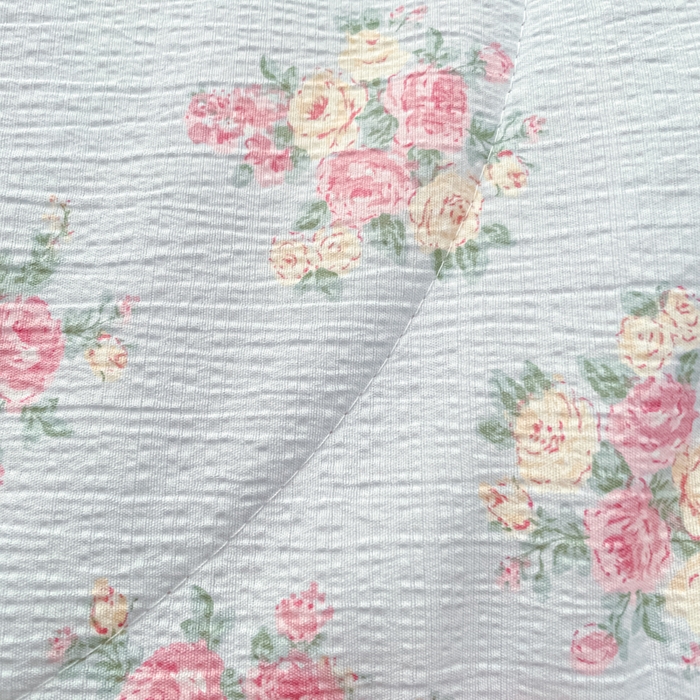 91家纺网 家纺一手货源 找家纺 老帅的工厂店 2026新款A类云感双层纱7A抗菌床盖夏被四件套系列 花漾