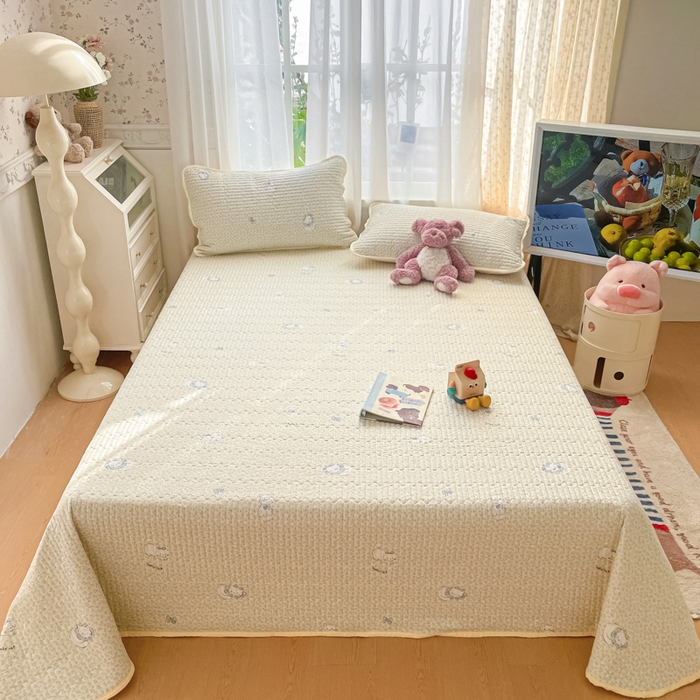 91家纺网 家纺一手货源 找家纺 老帅的工厂店 2026新款A类云感双层纱7A抗菌床盖夏被四件套系列 浅野小猫