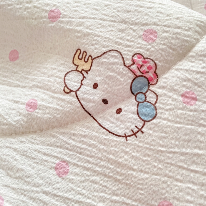 91家纺网 家纺一手货源 找家纺 老帅的工厂店 2026新款A类云感双层纱7A抗菌床盖夏被四件套系列 粉波Kitty梦