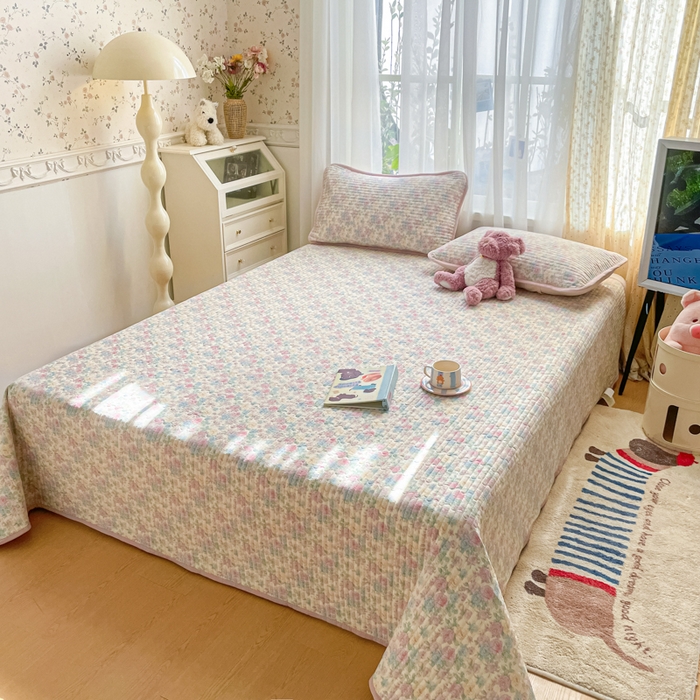 91家纺网 家纺一手货源 找家纺 老帅的工厂店 2026新款A类云感双层纱7A抗菌床盖夏被四件套系列 花蔓