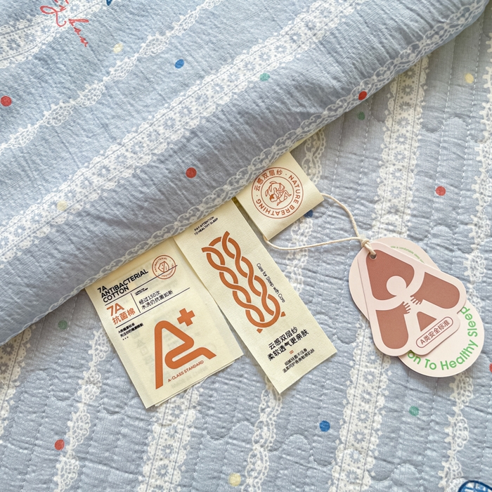 91家纺网 家纺一手货源 找家纺 老帅的工厂店 2026新款A类云感双层纱7A抗菌床盖夏被四件套系列 碟织