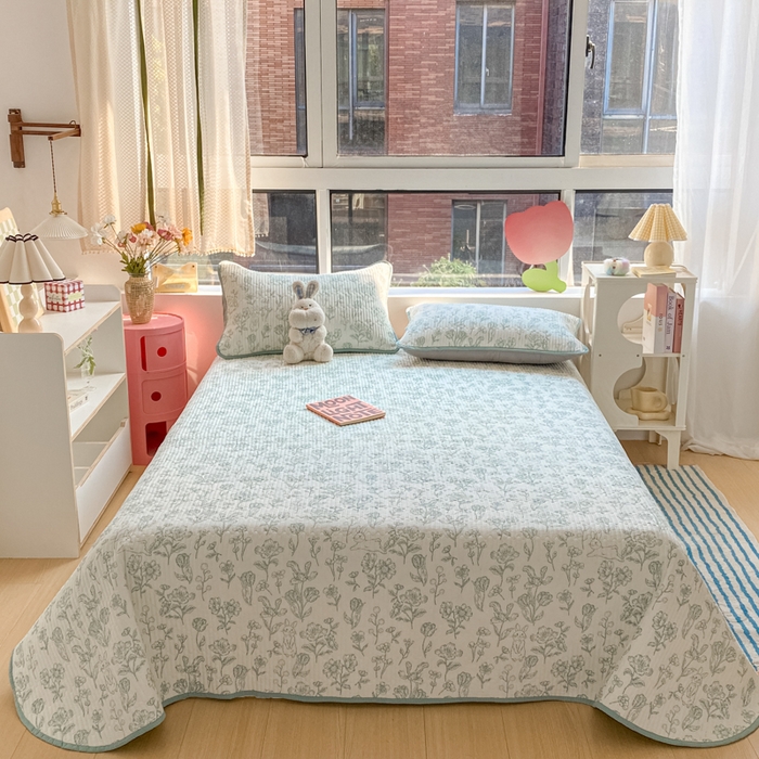 91家纺网 家纺一手货源 找家纺 老帅的工厂店 2026新款A类云感双层纱7A抗菌单品床盖系列 花开漫漫