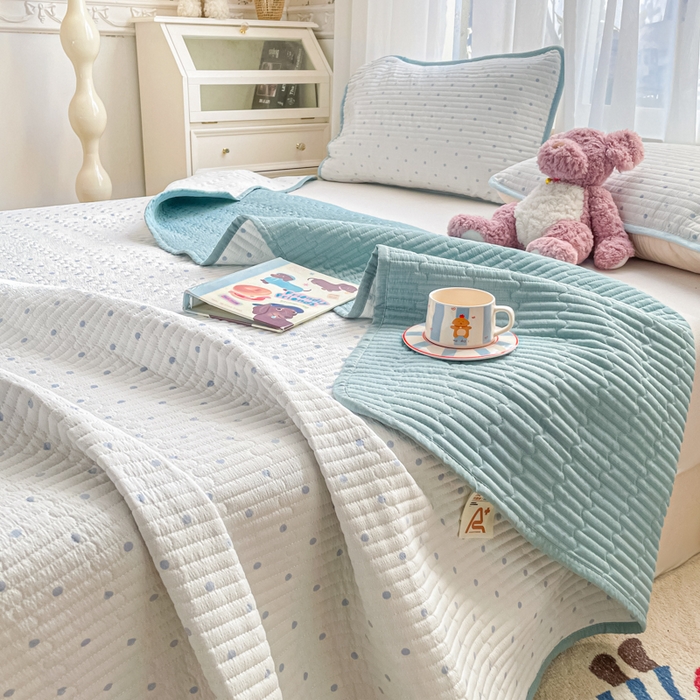 老帅的工厂店 2026新款A类云感双层纱7A抗菌单品床盖系列 海盐波波