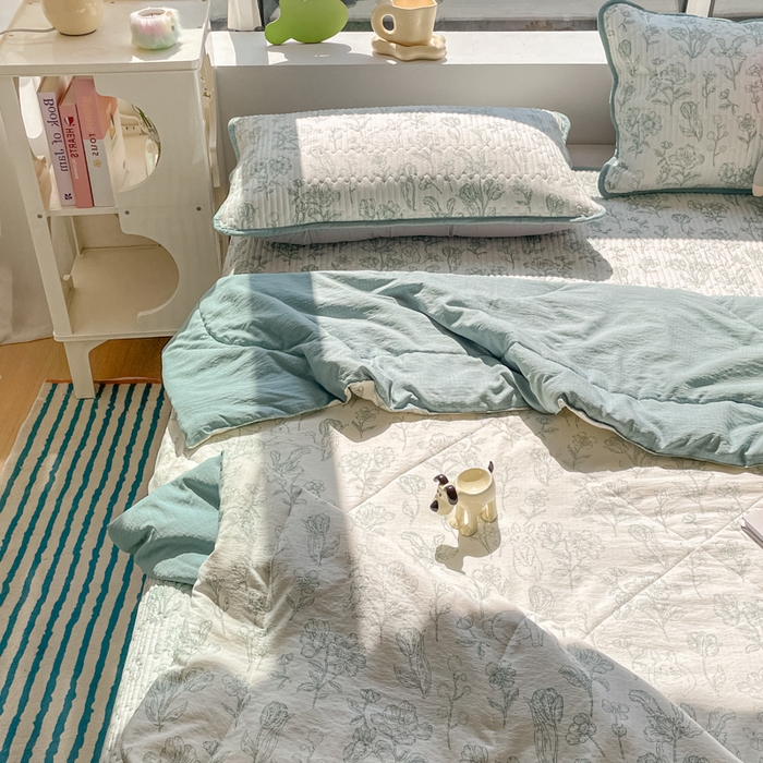 91家纺网 家纺一手货源 找家纺 老帅的工厂店 2026新款A类云感双层纱7A抗菌单品床盖系列 花开漫漫