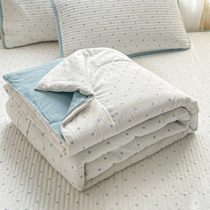 91家纺网 家纺一手货源 找家纺 老帅的工厂店 2026新款A类云感双层纱7A抗菌单品床盖系列 海盐波波