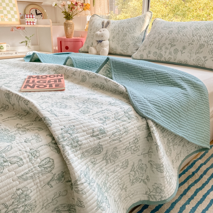 老帅的工厂店 2026新款A类云感双层纱7A抗菌单品床盖系列 花开漫漫