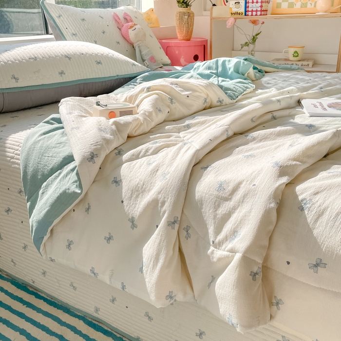 91家纺网 家纺一手货源 找家纺 老帅的工厂店 2026新款A类云感双层纱7A抗菌单品床盖系列 倾结