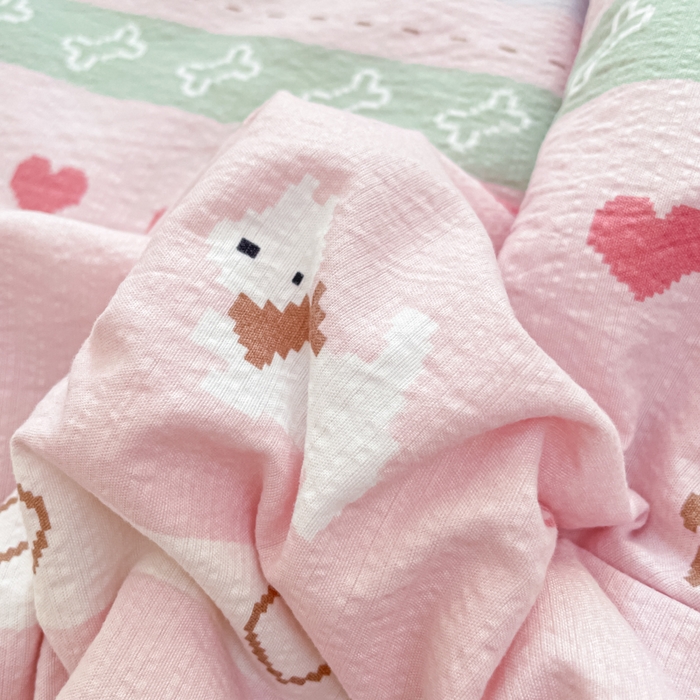 91家纺网 家纺一手货源 找家纺 老帅的工厂店 2026新款A类云感双层纱7A抗菌单品床盖系列 小狗笔记