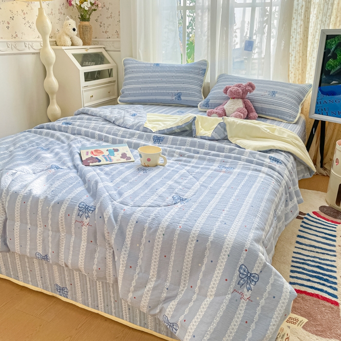 91家纺网 家纺一手货源 找家纺 老帅的工厂店 2026新款A类云感双层纱7A抗菌单品床盖系列 碟织