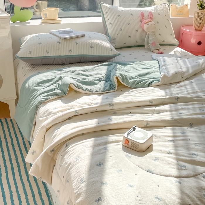 91家纺网 家纺一手货源 找家纺 老帅的工厂店 2026新款A类云感双层纱7A抗菌单品床盖系列 倾结