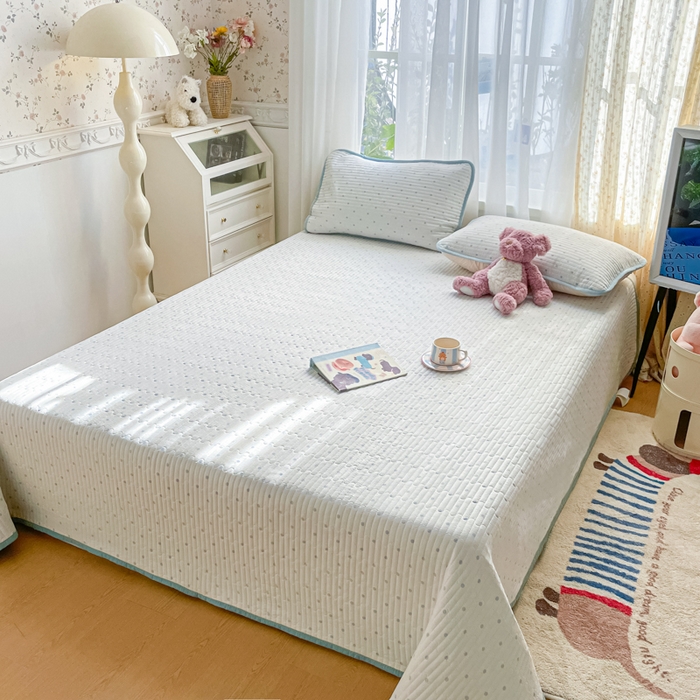 91家纺网 家纺一手货源 找家纺 老帅的工厂店 2026新款A类云感双层纱7A抗菌单品床盖系列 海盐波波