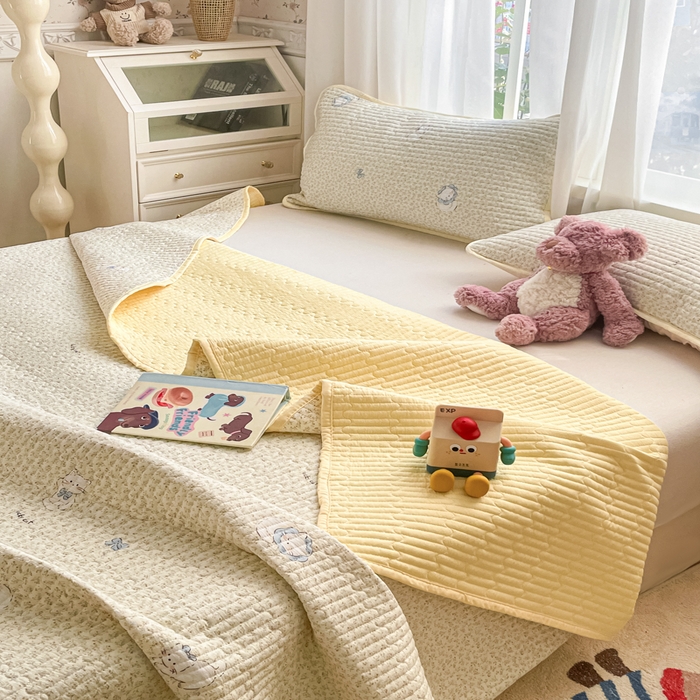 91家纺网 家纺一手货源 找家纺 老帅的工厂店 2026新款A类云感双层纱7A抗菌单品床盖系列 浅野小猫