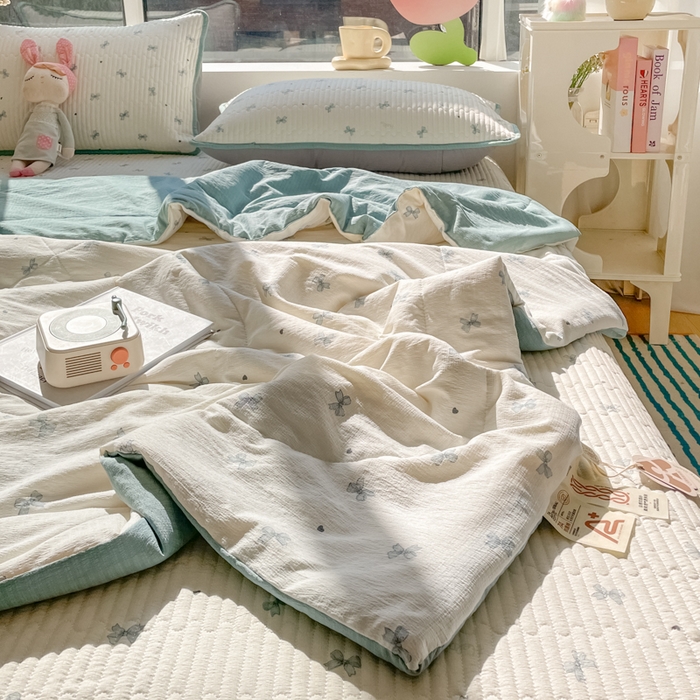 91家纺网 家纺一手货源 找家纺 老帅的工厂店 2026新款A类云感双层纱7A抗菌单品床盖系列 倾结