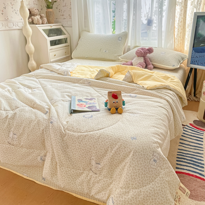 91家纺网 家纺一手货源 找家纺 老帅的工厂店 2026新款A类云感双层纱7A抗菌单品床盖系列 浅野小猫