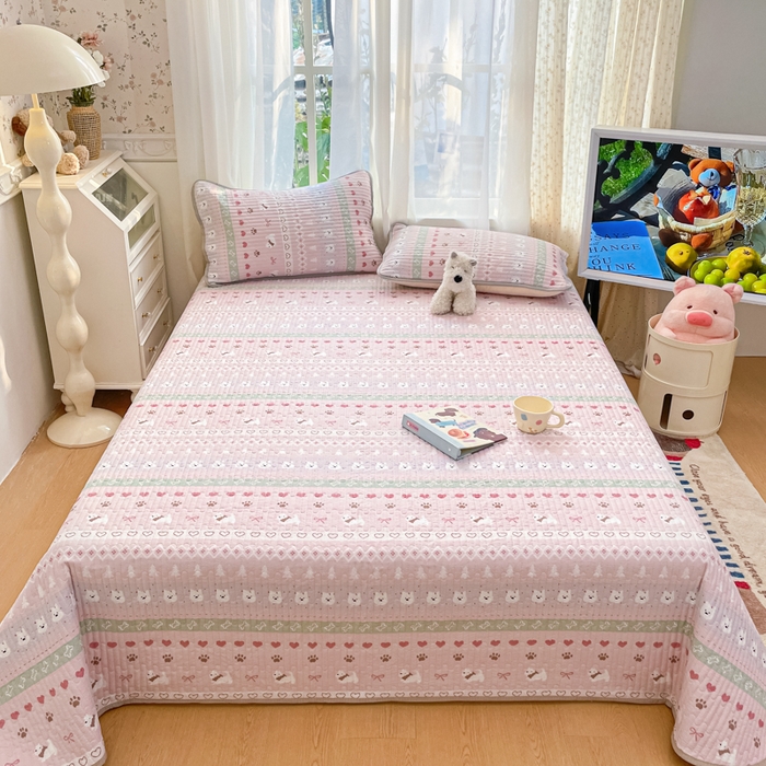 91家纺网 家纺一手货源 找家纺 老帅的工厂店 2026新款A类云感双层纱7A抗菌单品床盖系列 小狗笔记